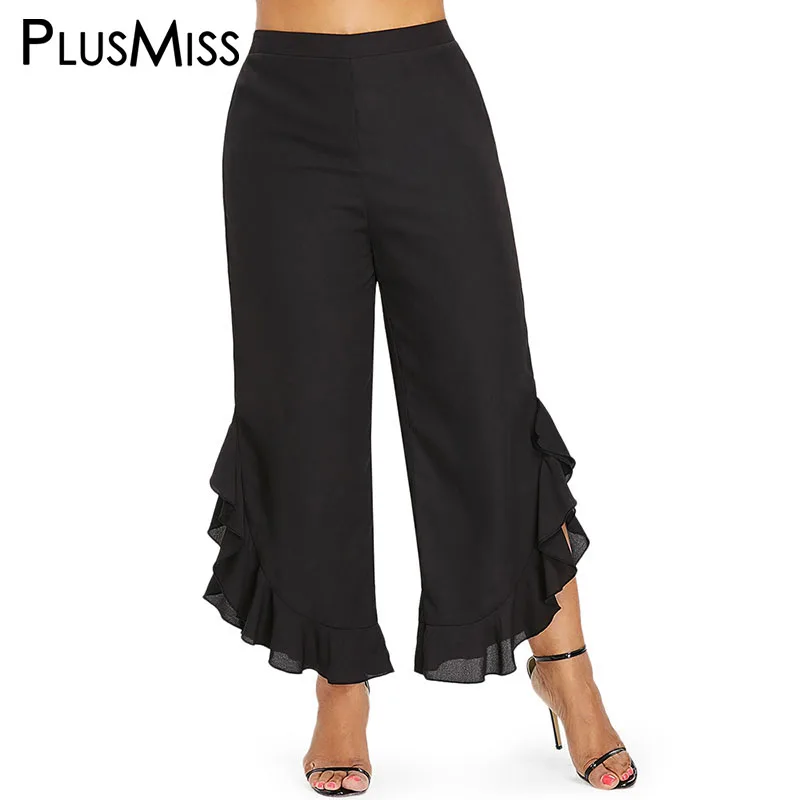 Aliexpress.com : Buy PlusMiss Plus Size High Waist Ruffle Wide Leg ...