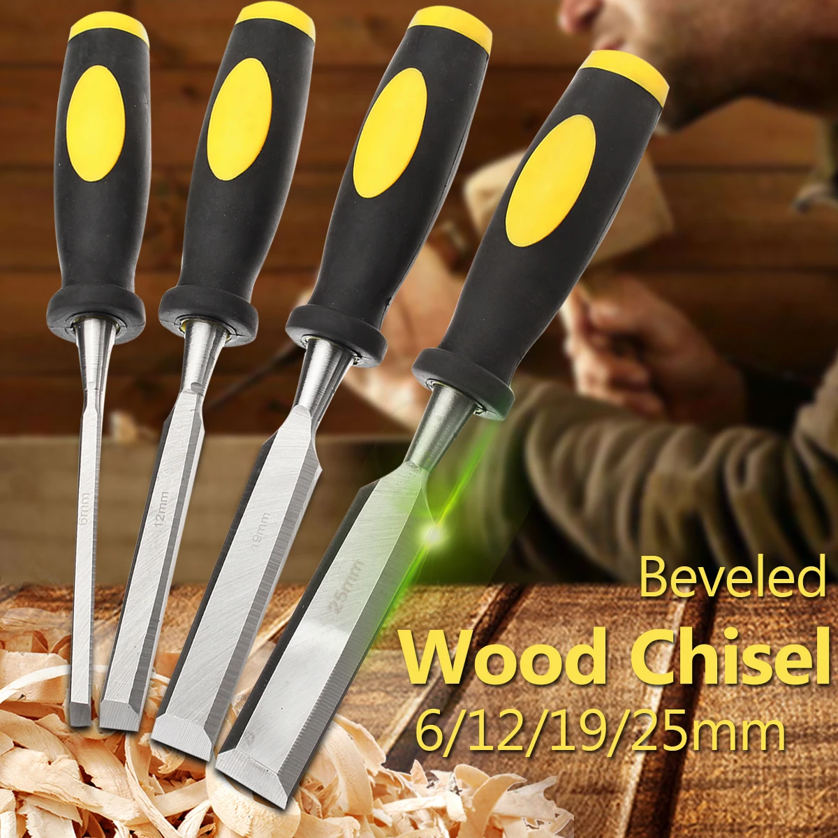 

4Pcs 6/12/19/25mm DIY Hand Wood Chisels Set Woodworking Wood Craft Chisel Knife Gouge Carving Hand Tool Set