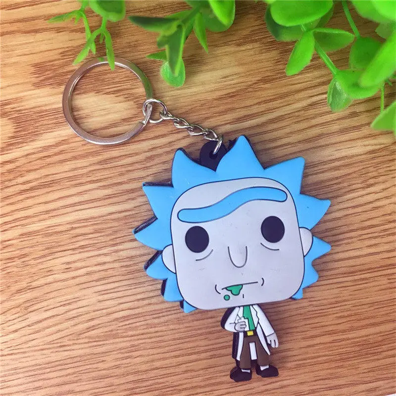 

30pcs/lot Rick Key Chain Morty Anime Cartoon Model Toy Pendant Key Rings Cucumber Keychains For Women Men Cute Ornament