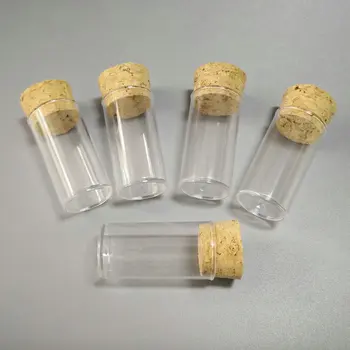 

50pcs/set 24x45mm Plastic Flat Bottom Clear Test Tube With Cork Stoppers, Transparent Lab PS Empty Vial Container