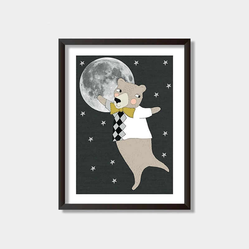 Мультяшные Животные медведь холст художественный принт животные живопись