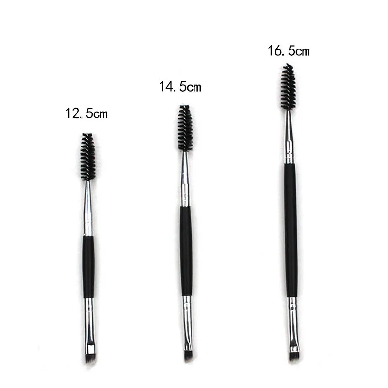 Portable Large Wooden Duo Brow Brush Blending Eyebrow Makeup Brushes