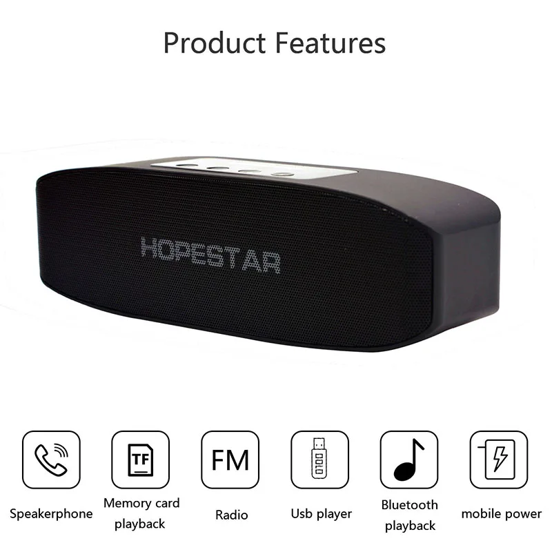 Hopestar H11 Bluetooth Колонка HiFi беспроводная звуковая панель с двумя басами стерео Поддержка USB TF Aux Fm с зарядным устройством