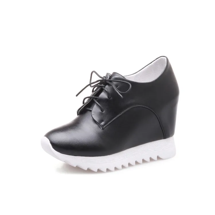 MLJUESE 2018 women pumps Genuine leather increased Internal elegant high heels platform wedges pumps breathable shoes