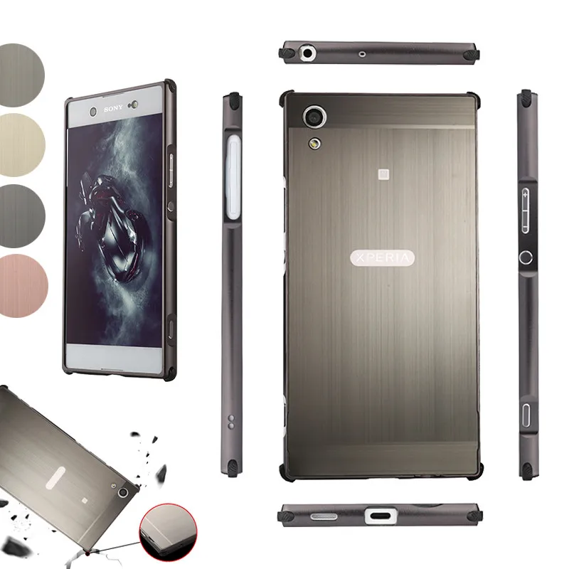 

For Sony XA1 Ultra G3221 G3223 Case Plating Metal Frame Cover with Brushed Back Cover Hard Case for Sony Xperia XA1 Ultra G3212
