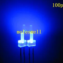 100 шт 2 мм синий рассеянный плоский Топ светодиодный светодиодная лампочка 2 мм широкоугольный Синий светодиодный объектив