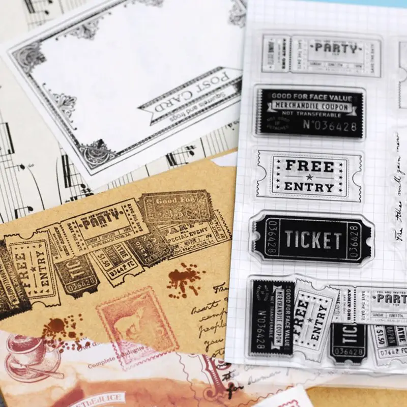 

Ticket Silicone Clear Stamp Cling Seal DIY Diary Scrapbooking Embossing Album Decor Craft Gift