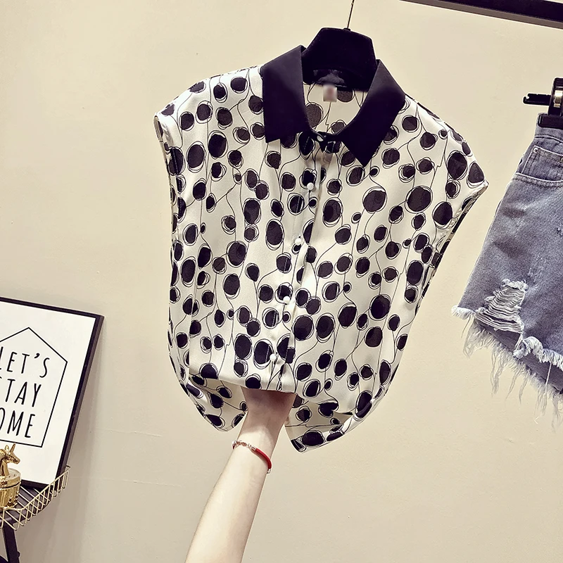 

MUMUZI tops super fairy chiffon shirt 2019 summer women's doll collar wave point blouses short-sleeved tops