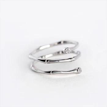 

MloveAcc 925 Sterling Silver Ring Bamboo Spiral Adjustable Rings for Women Fashion Girls Silver Rings Jewelry