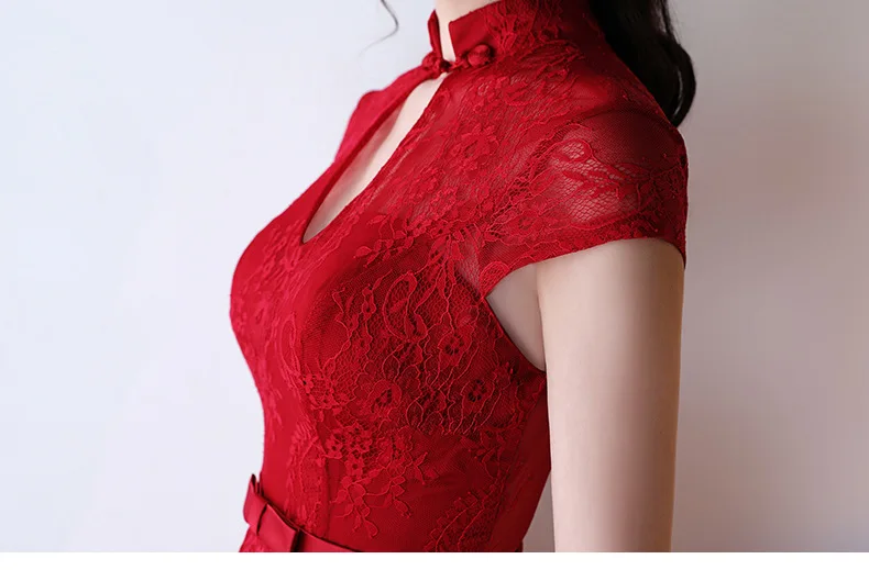 Современный Cheongsam Сексуальная Qipao красный Вечерние платья традиционные китайское платье Vestido де Noche Китай Костюмы магазине