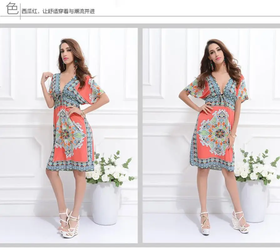 2018 Summer Dress V Lead Sexy Milk Silk Mini Dress Will Code Sandy Bohemian Beach Dresses Casual Clothes For Women Short Sleeve