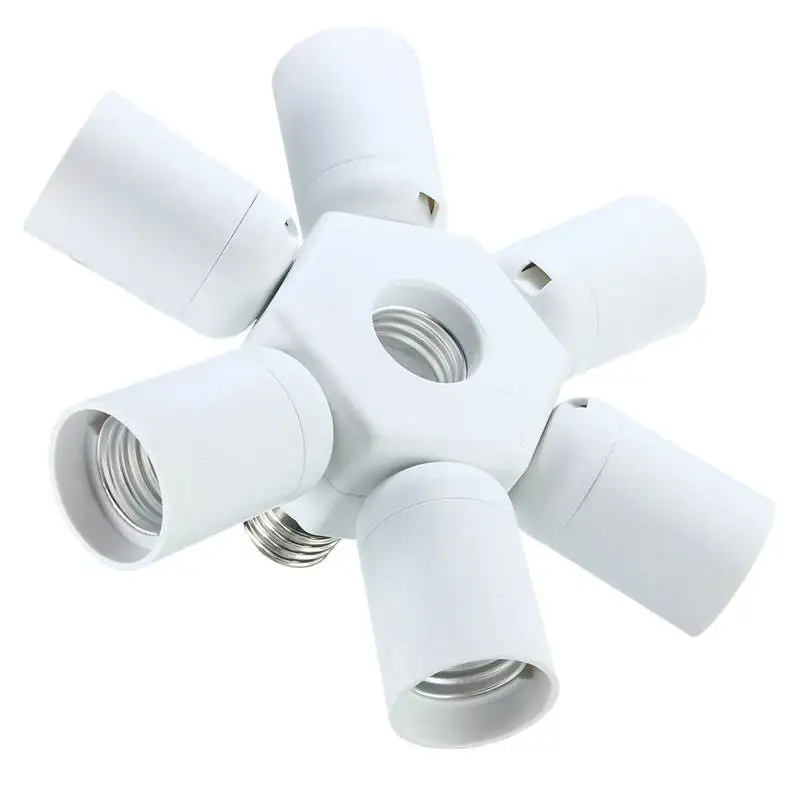 

6 In 1 E27 Lamp Base LED Light Bulb Lamp Holder Adapter Converter Socket Splitter Not Adjustable White PBT Material