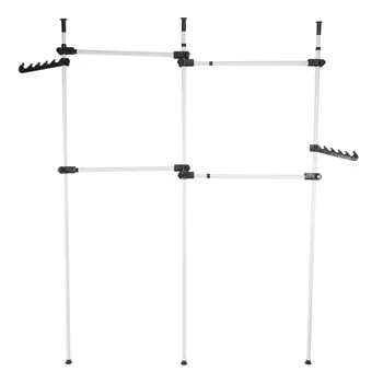 

2 Pole Portable Clothes Rack Heavy-Duty Adjustable Home Garment Rack Clothes Hanger Simple Closet Wardrobe Bedroom