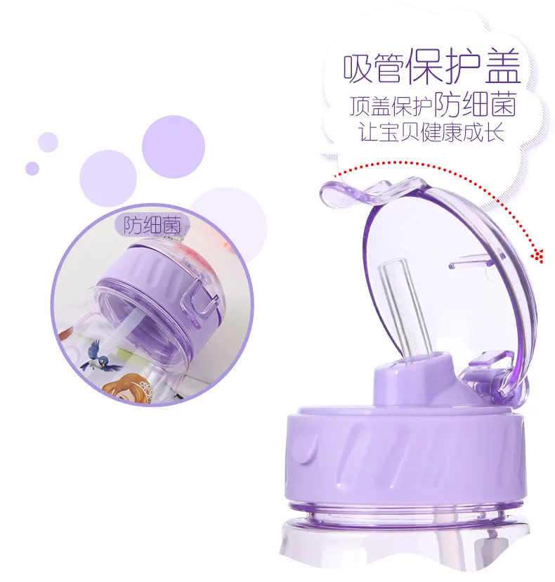 Disney  Mickey Mouse  Cartoon cups With straw kids snow White Captain America Sport Bottles girls Princess Sophia Feeding  cups