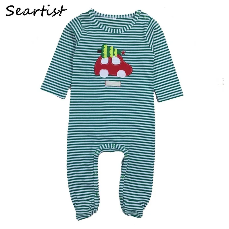 

Newborn Christmas Footies Jumpsuit Kids X'mas Striped Pajamas Bebes Winter Footed Body Suit Baby Boy Girl Clothes 48