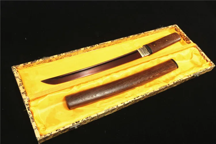 

21'ROSE WOOD DAMASCUS FOLDED STEEL RED BLADE JAPANESE SWORD TANTO VERY BEAUTIFI