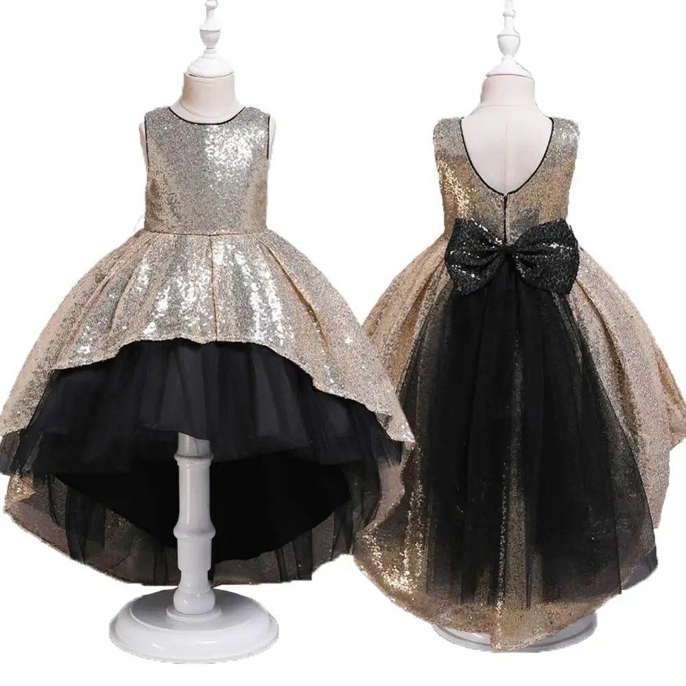 Платье принцессы со шлейфом и большим бантом, расшитое блестками; костюм для девочек-подростков; детское вечернее платье на день рождения; одежда для BH-751