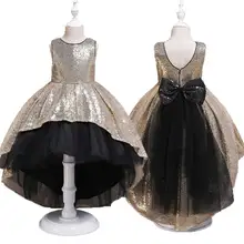 Платье принцессы со шлейфом и большим бантом, расшитое блестками; костюм для девочек-подростков; детское вечернее платье на день рождения; одежда для BH-751