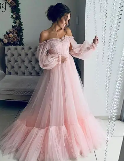 pink ruffle prom dress