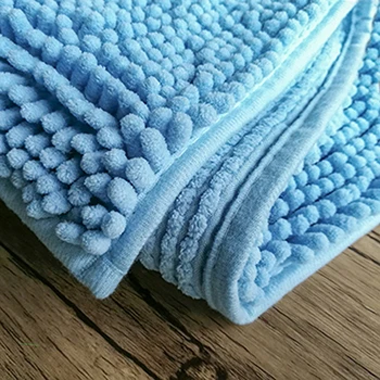 Цельный коврик для ванной из синели из микрофибры, водопоглощающий ворсистый коврик, входной коврик для ванной комнаты, нескользящий коврик для туалета, коврики 43*61 см - Цвет: sky