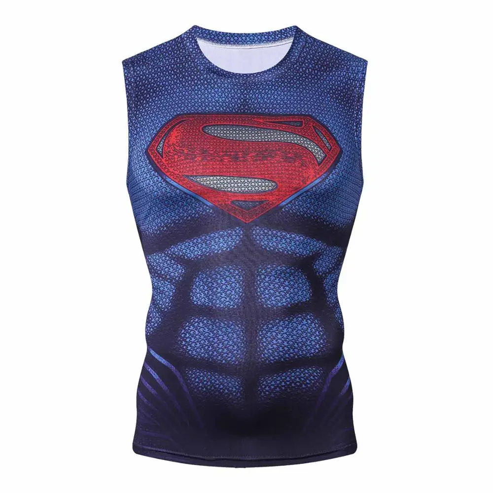 Marvel, Супермен, летняя мужская одежда, спортивная одежда, безрукавки для мужчин, 3D принт, тренировочный жилет, компрессионная майка для бодибилдинга - Цвет: BX12