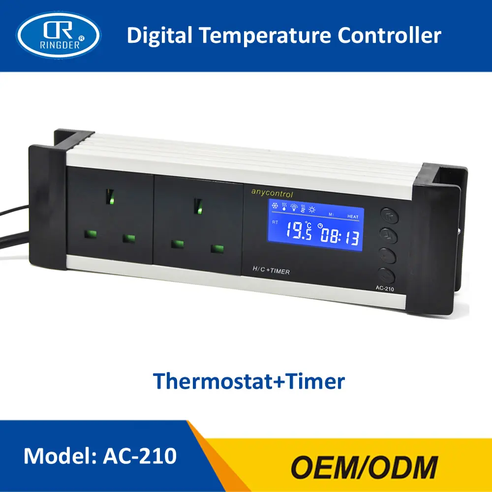 RINGDER AC-210 0-50C вкл. Выкл. Термостат для рептилий с таймером AU EU UK US розетка датчик регулятор температуры ПЭТ