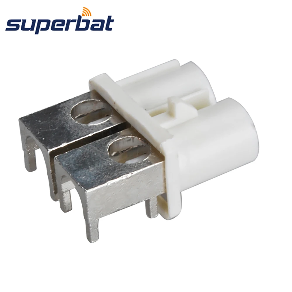 Superbat Fakra B Белый/9001 штекер Конец Запуска PCB Крепление правый угол двуглавый разъем