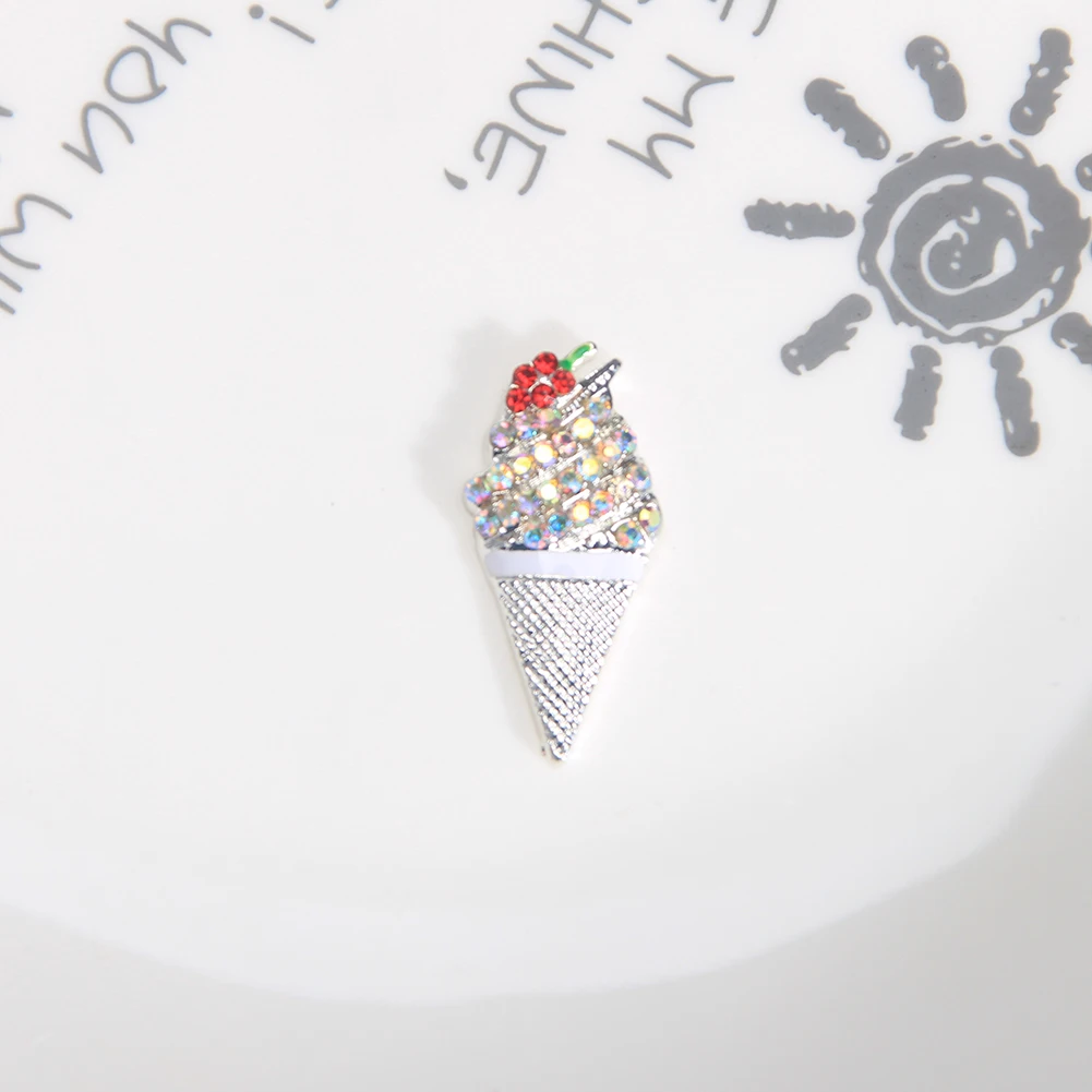 

summer Ice cream rhinestone buttons flatback embellishment 26X12mm for Craft DIY hair bow flower 10PCS(BTN-5742)