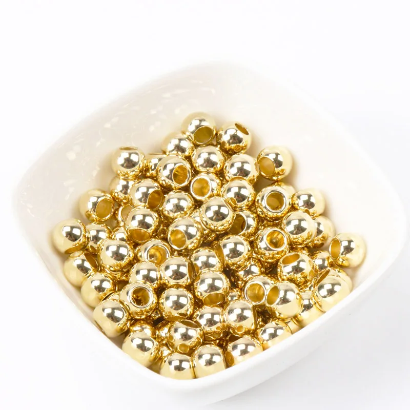 50pcs Gold Plated Over Copper Round Beads 4mm 6mm 8mm 10mm 12mm 14mm 16mm 