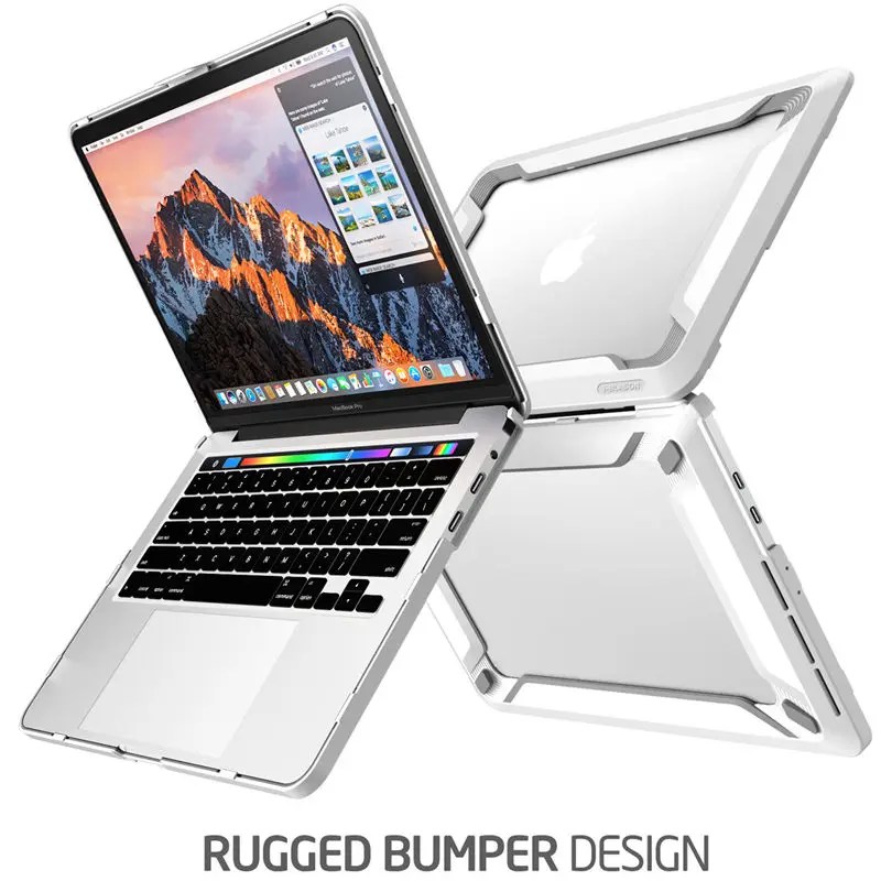 Dual Layer White Heavy Duty MacBook Pro 15 Case 2019 2018 2017 2016 Release A1990/A1707 Cover with TPU Bumper for Apple Macbook Pro 15 inch with Touch Bar and Touch ID Slim Rubberized i-Blason 