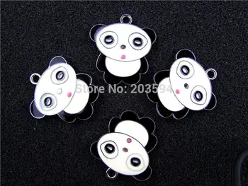 

AE377 Mix Color 100Pcs Alloy Metal Enamel Panda Charms Pendants 30x28mm bead
