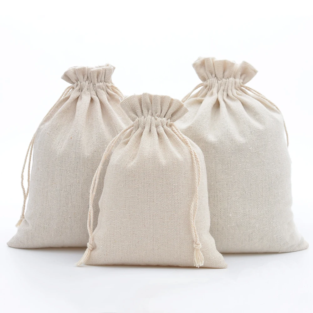 100Pcs Pure white Mini cotton Drawstring Party Wedding Cosmetic Jewelry