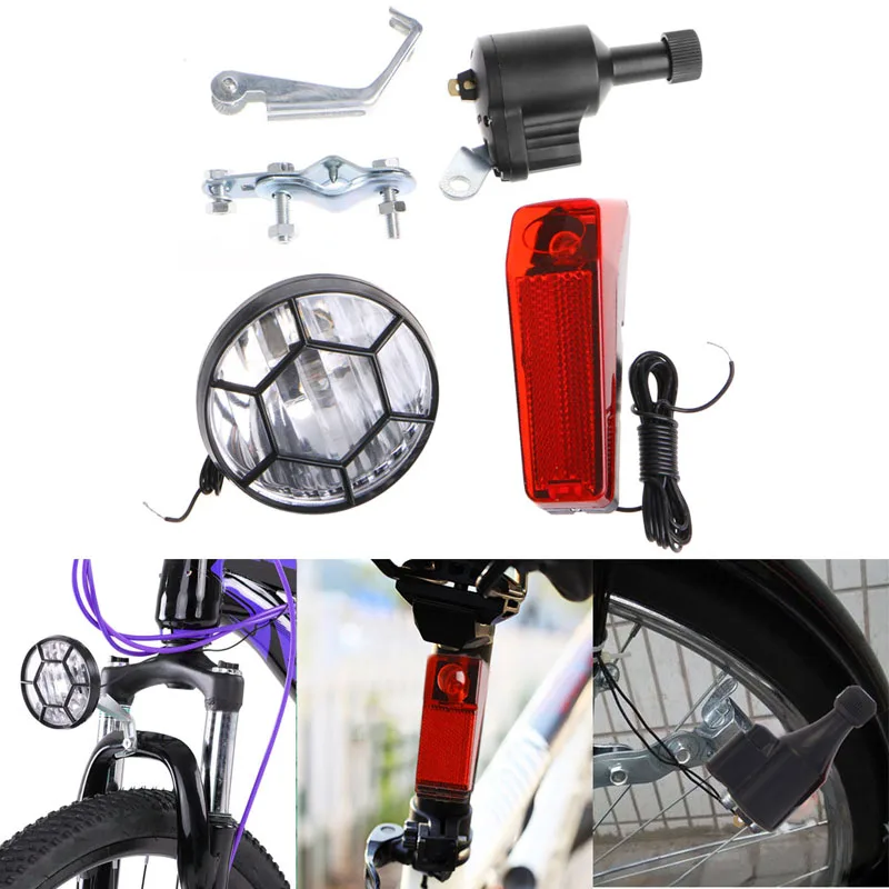 Motorized Bike Bicycle Friction Dynamo Generator Head Tail Light With Acessories