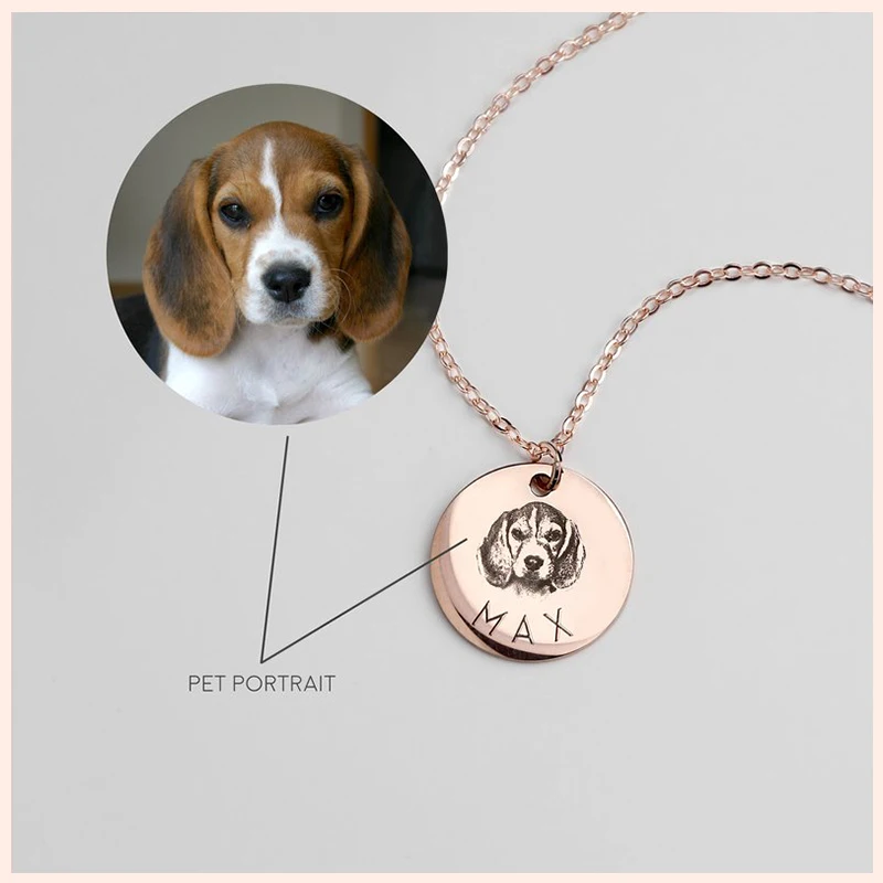 

StrollGirl Personalized 925 Sterling Silver Pet Necklace Customized Pet Photo Portrait Engraved Necklace Best Gift For Pet Lover