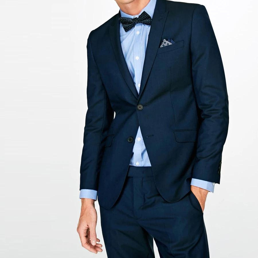 Navy Blue Men's Business Suit Mens Grooming Groomsman Suits Wedding Costume for Men 2 Pcs (Jacket+Pants) Skinny Suits Men 2019