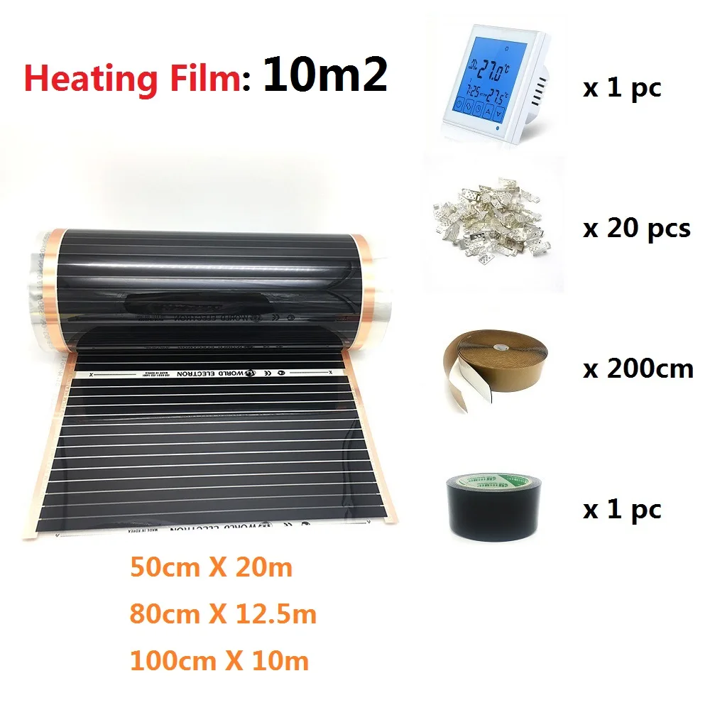 

MINCO HEAT Infrared 10m2 Heating Film Electric Underfloor Warm Film Kit Under Laminate Solid Floor