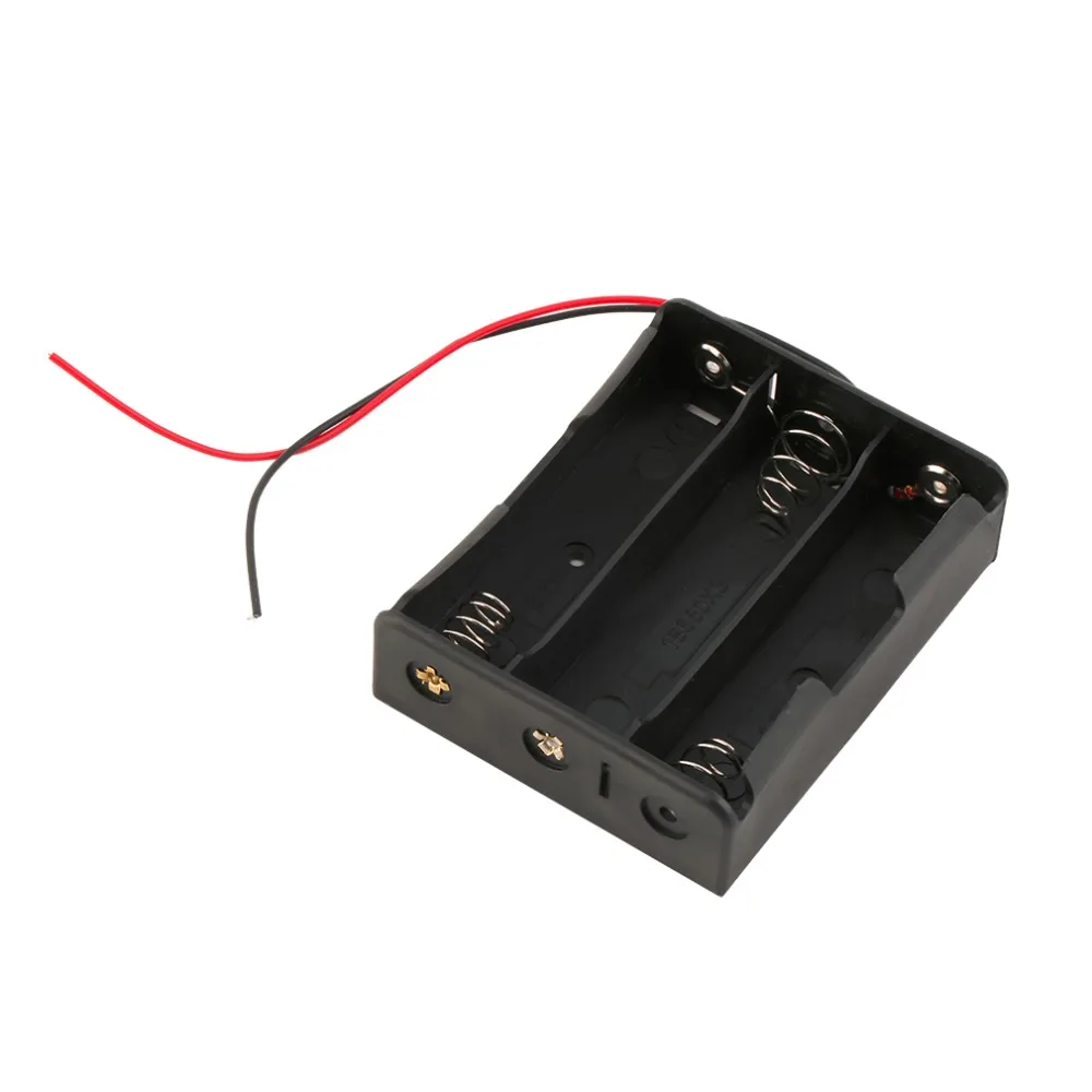 

New 18650 Battery Case Storage Box Case Plastic Holder With Wire Leads for 3 x 18650 Batteries Soldering Cnnecting Black Digital
