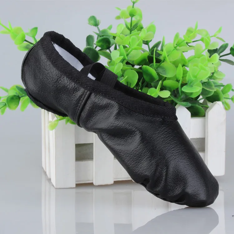 

Geniune leather ballet shoes with crisscross pre-swen elastic strap ballet pointe shoes black 22-42 ballet slipper 4027