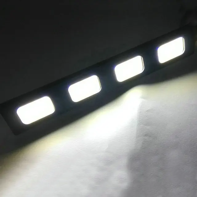 

2* 24W COB 4 COB LED DRL Kit Super Brightness Cold White Fog lamps Daytime Light Waterproof