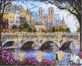 

London Bridge Landscape painting by Numbers on canvas Hand-painted canvas oil paintings for Children Room 60x75cm