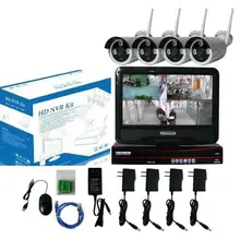 HDD Plug And Play 4CH Беспроводной NVR комплект безопасности 10''LCD экран 1080 P HD наружная ip-камера IR Беспроводная система наблюдения