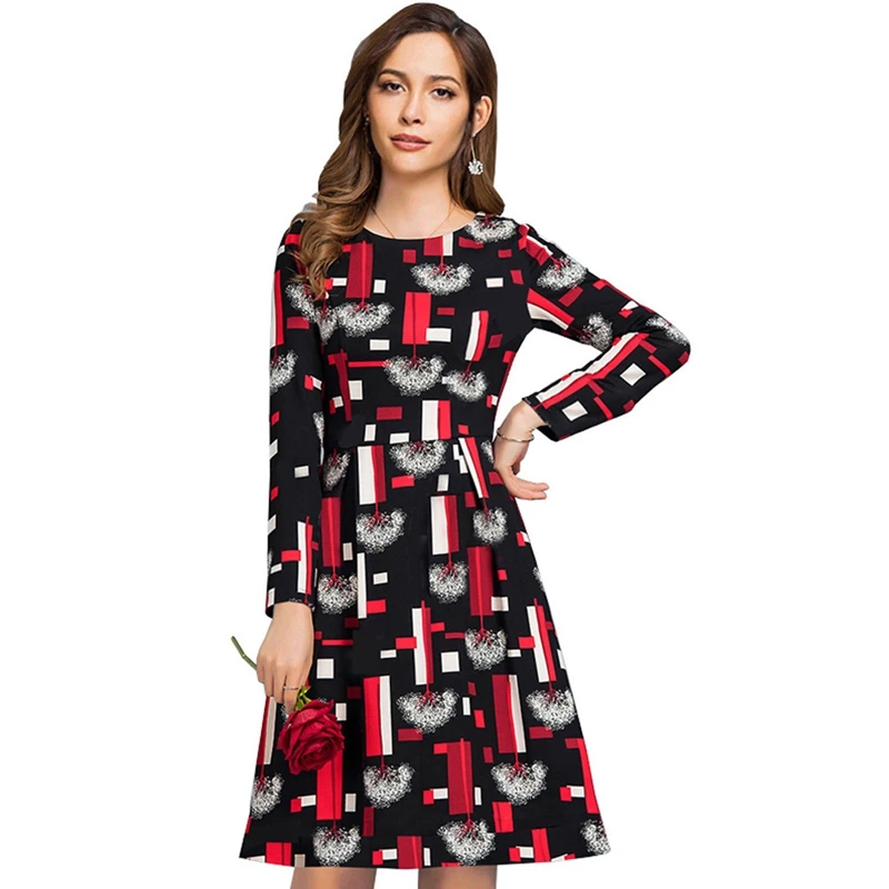 

Vintage Dress Women Christmas Mini Dress Plus Size 2018 Autumn Winter Party Long Sleeve A-line Sexy Dress Vestidos De Festa