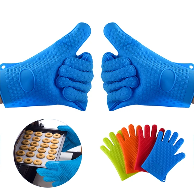 1 Pic Heat Resistant Kitchen Glove Silicone Barbecue 1 Pic Heat Resistant Kitchen Glove Silicone Barbecue Insulation Gloves Oven Mittens Cooking Bbq