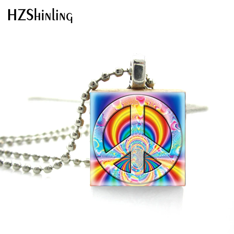 

New Arrival Novelty Hippies Peace and Love Sign Wooden Scrabble Tiles Silver Ball Chain Necklace Jewelry