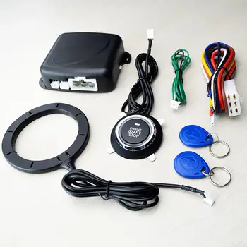 

BEESCLOVER 12V Universal Smart Key RFID Car Alarm Push Button Start Keyless Transponder Immobilizer one key startup system r30