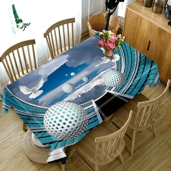 

Customizable 3D Tablecloth Round Ball Fantastic Building Washable Cloth Thicken Rectangular and Round Table Cloth for Wedding