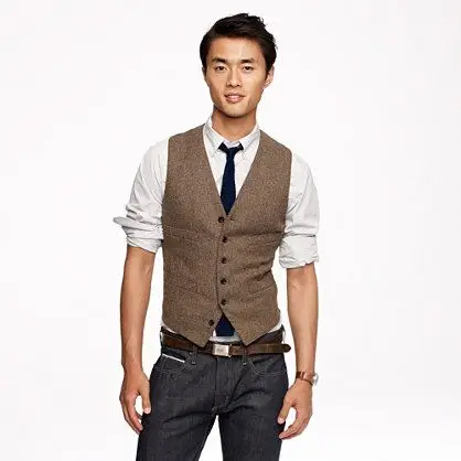 British Style Vintage Brown Wool Tweed Groom Vests Formal Groom's Wear Suit Vest Men's Wedding Tuxedo Waistcoat Plus Size - Цвет: only one vest