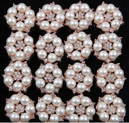 

Free Shipping 200pcs/lot 26mm Fashion Crystal Rhinestone Button with Crystal and Pearl in Sliver or Gold Setting