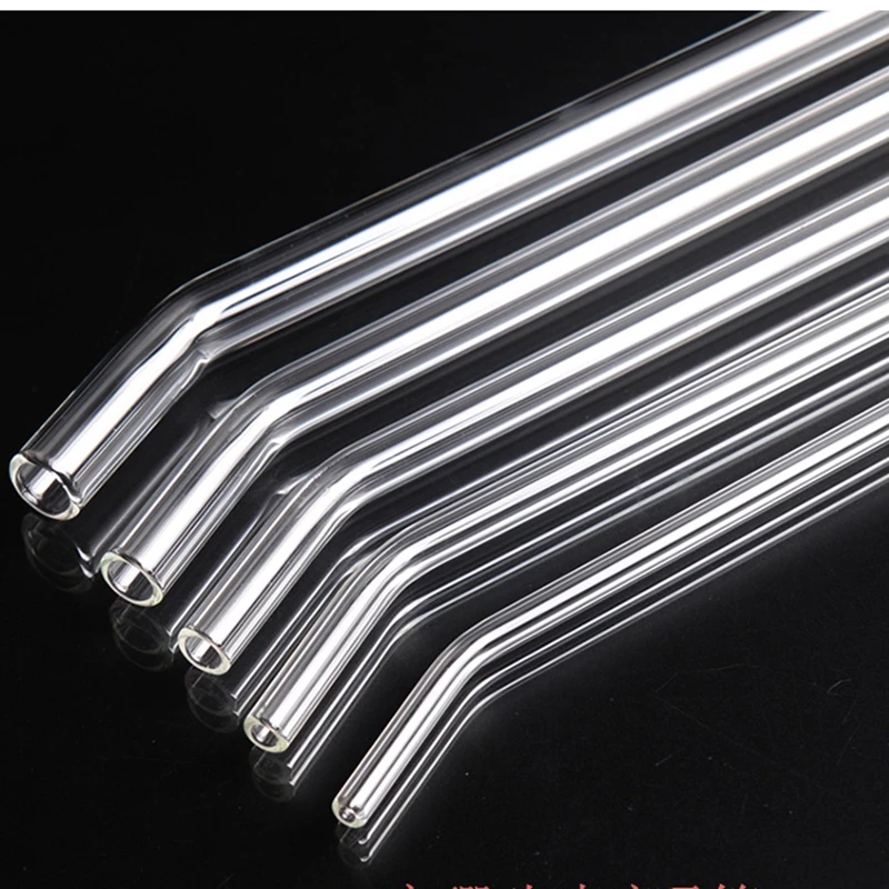 1pc Glass Straw Reusable Drinking Straws Glass set with Brush bag Bent Curved Glass Straws For Smoothies Juice Tea