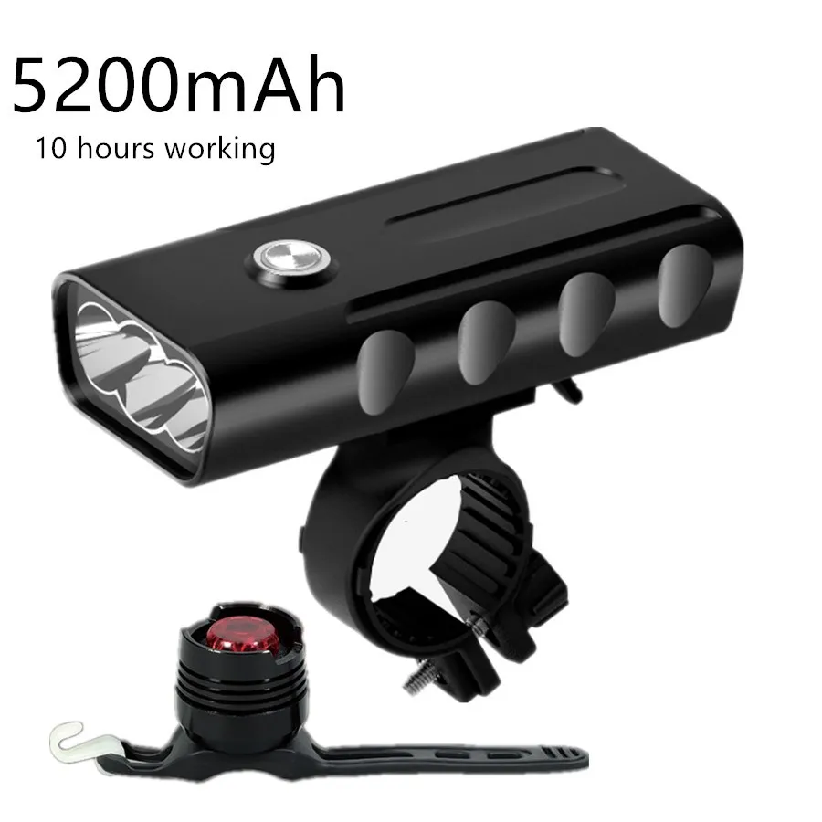 Cheap XM-L T6 LED Front Bike USB Rechargeable Built-In 5200mAh 3Modes Bicycle Light Waterproof Headlight Bike Accessories & Taillight 2